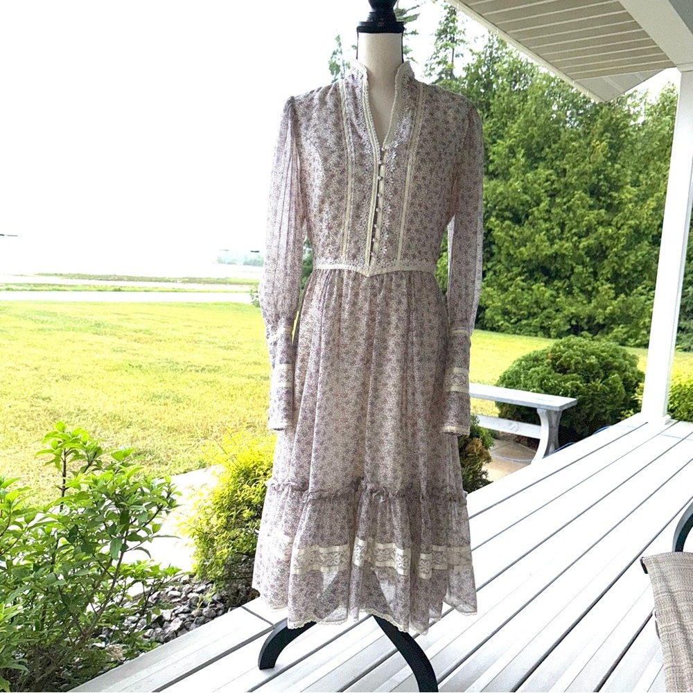 Vintage 80's Gunne SAX Prairie Dress Boho‎ Cottage Victorian Wedding Fairy Dress